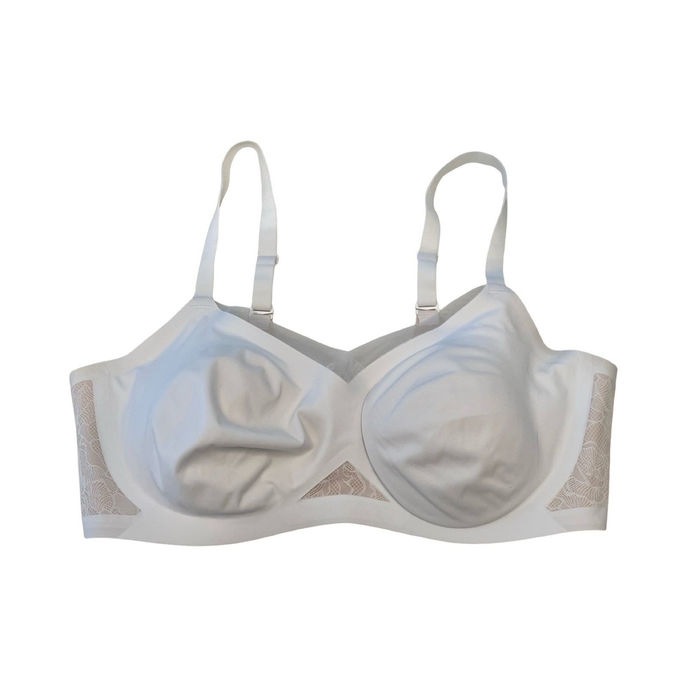 Honeylove CrossOver Back Smoothing Underwire Free Bra White Lace Size XL